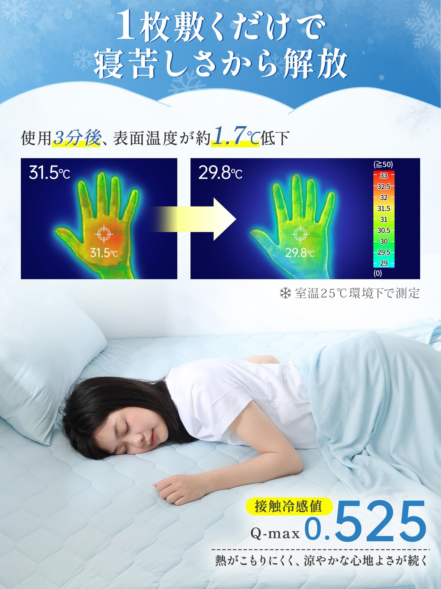 ヒツジのいらないマットレス® -SLEEPER- ダブル クモリ(Kumori) ひんやり 敷きパッド 接触冷感 ベッドパッド 速乾